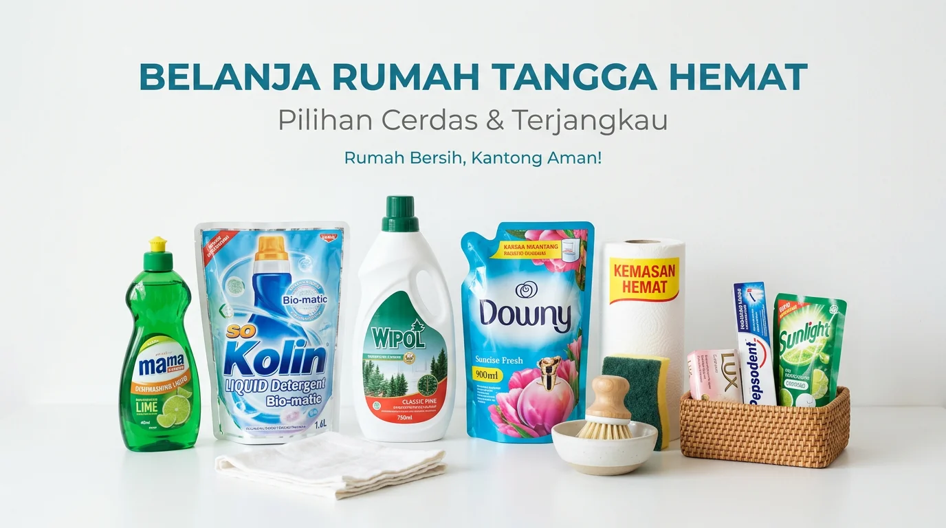 Ibu cerdas belanja rumah tangga hemat dengan daftar belanja yang terencana