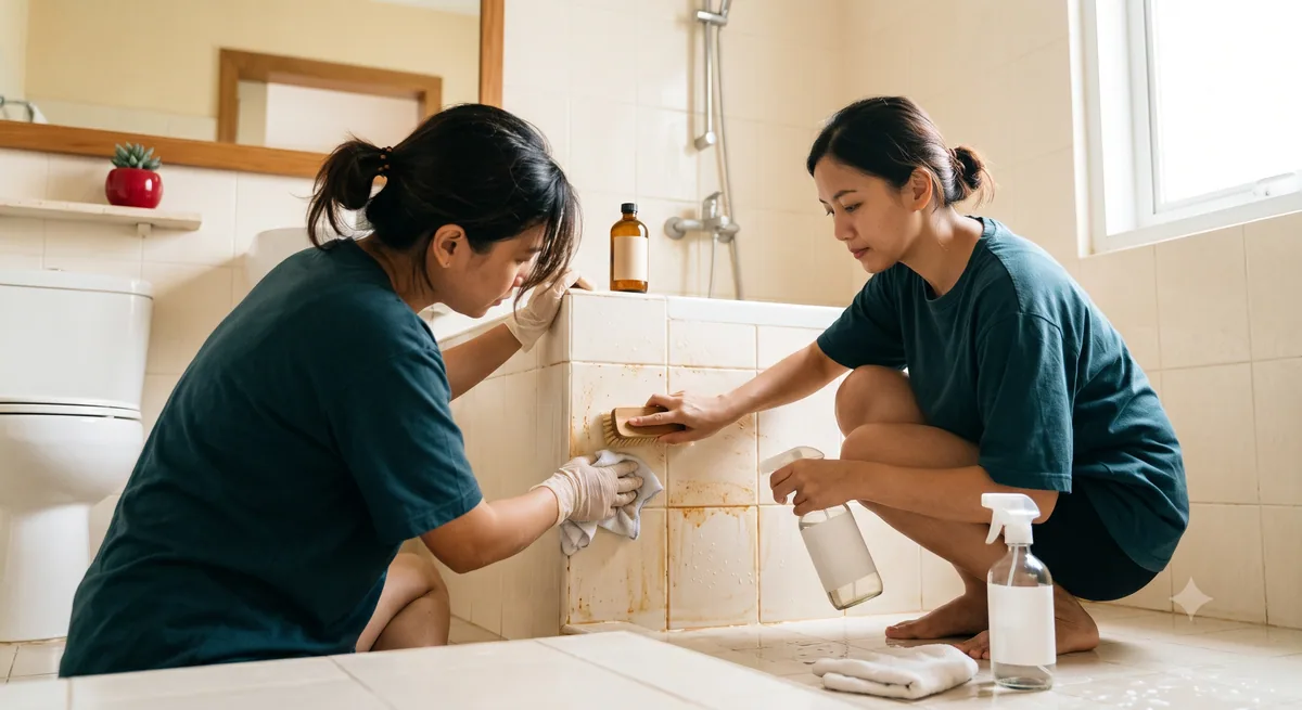Cara Mengatasi Noda Membandel di Kamar Mandi (Kerak, Jamur, Sabun)