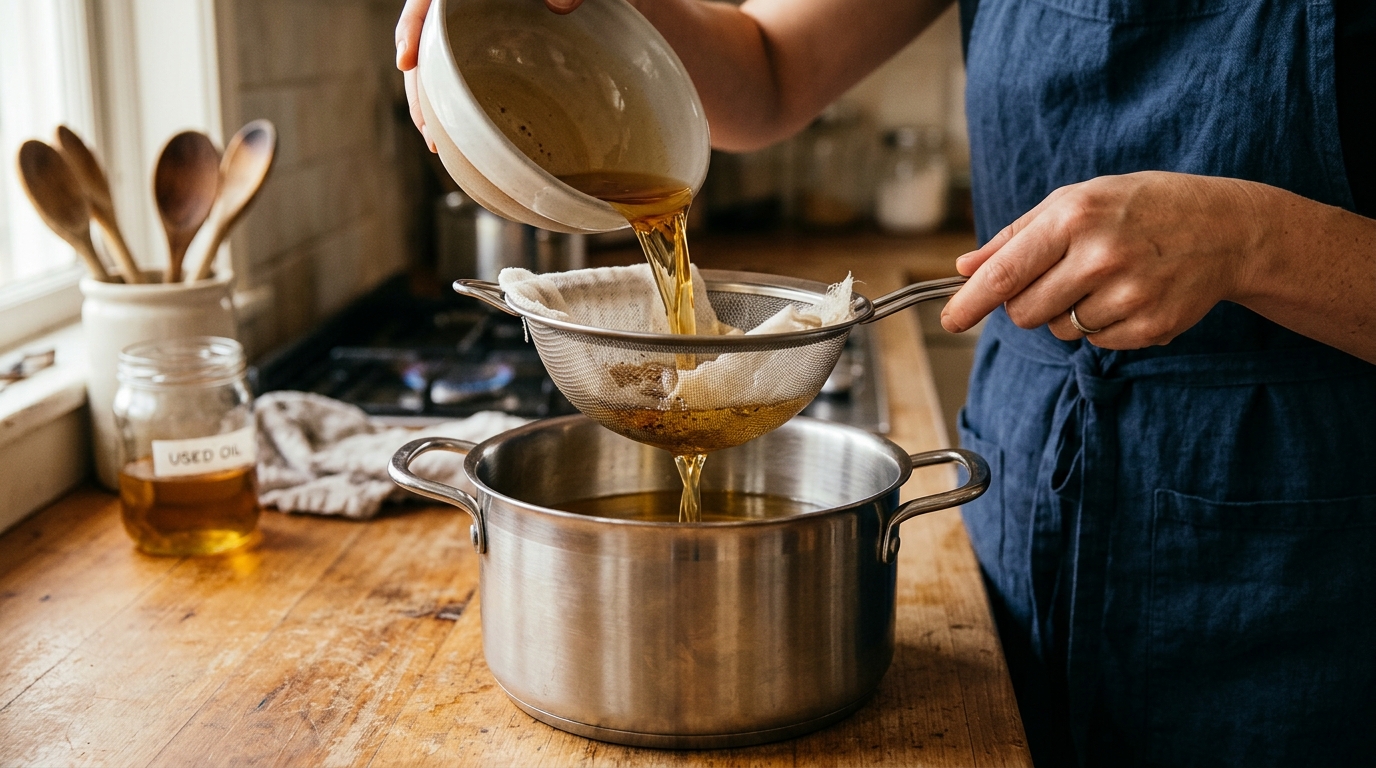 Menyaring minyak goreng bekas adalah langkah penting untuk menjaga kualitas masakan dan kesehatan keluarga