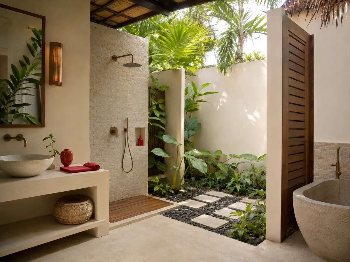 Ragam Konsep Desain Kamar Mandi Outdoor yang Memukau