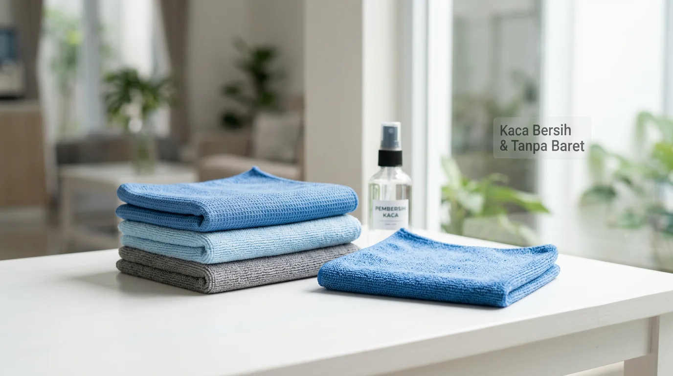 Lap pembersih kaca menghasilkan permukaan bersih tanpa bekas baret