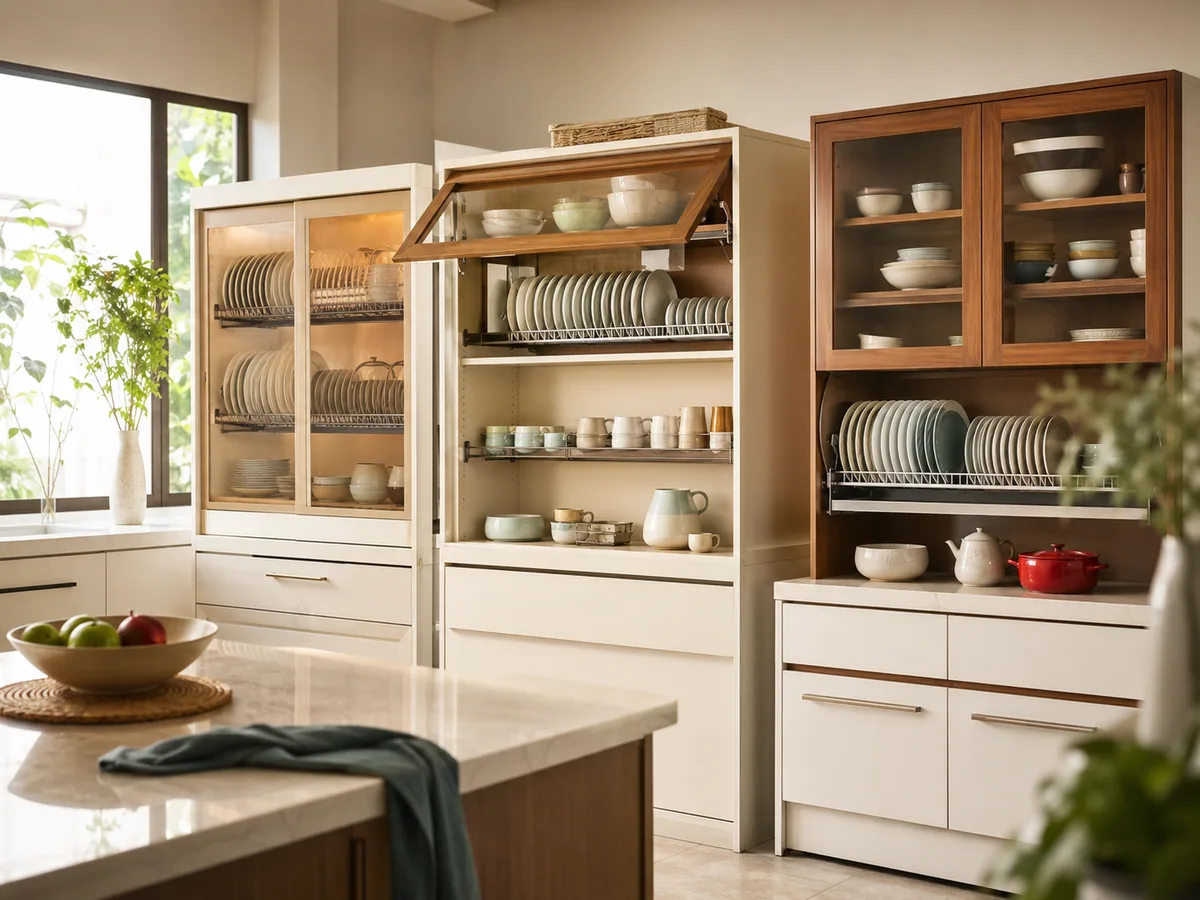 Ragam Model Lemari Rak Piring Terbaru yang Bikin Dapur Cantik