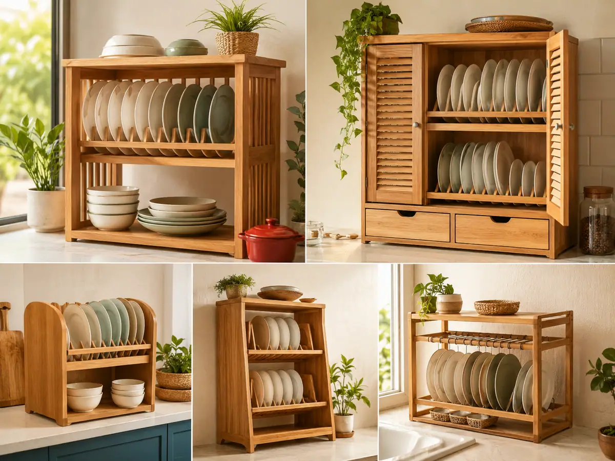 Ragam Desain dan Jenis Rak Piring Kayu untuk Dapur Impianmu