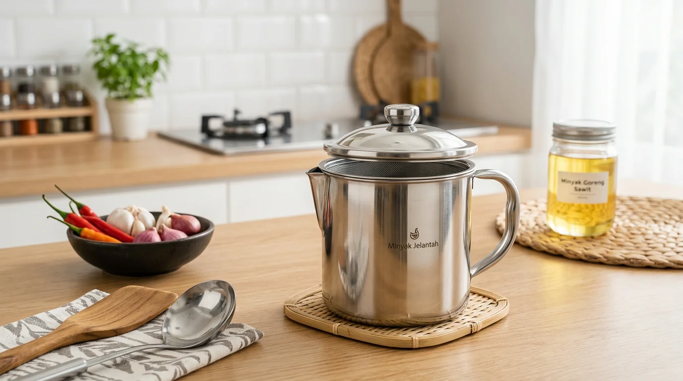 Oil Pot dengan Saringan: 2 in 1 Saring & Simpan Minyak