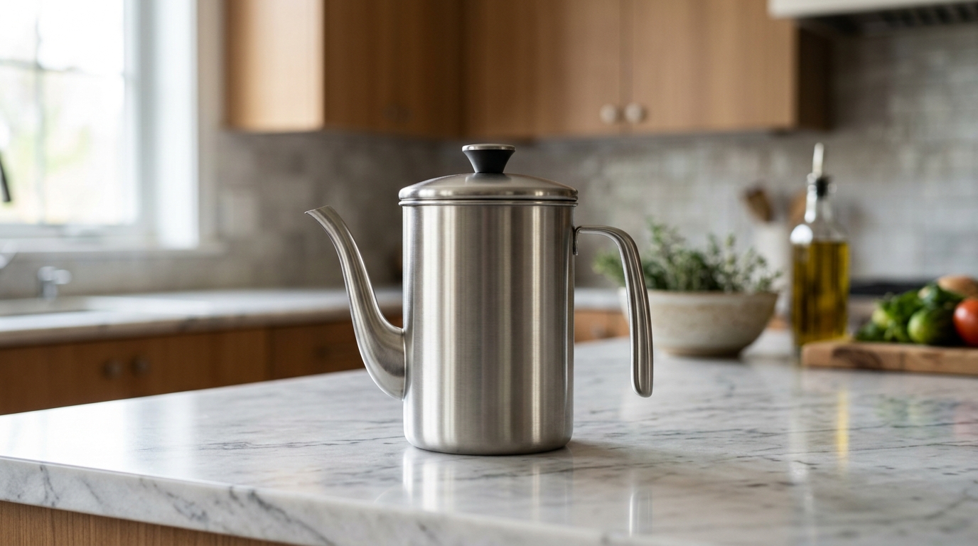 Oil pot stainless steel menjaga minyak goreng tetap bersih dan siap pakai kembali