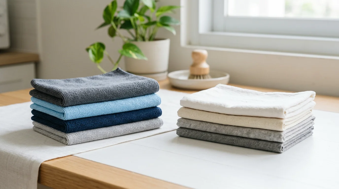 Perbedaan microfiber dan katun dilihat dari tekstur, serat, dan tampilan visual kain