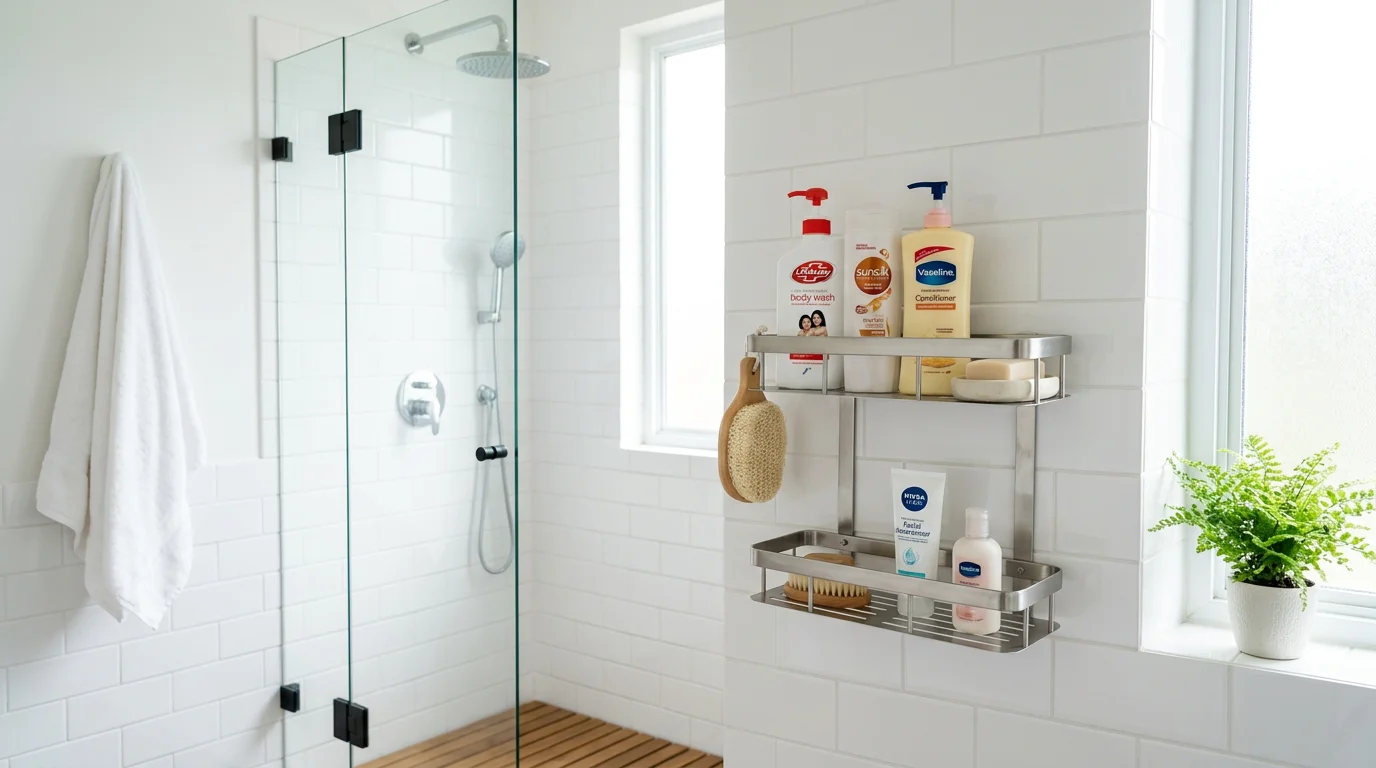 Rak sabun kamar mandi stainless steel modern terpasang di dinding