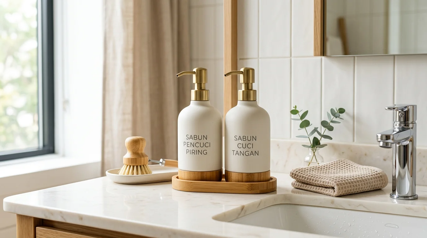 Tempat Sabun Cair 2 in 1: Sabun & Spons dalam Satu Alat