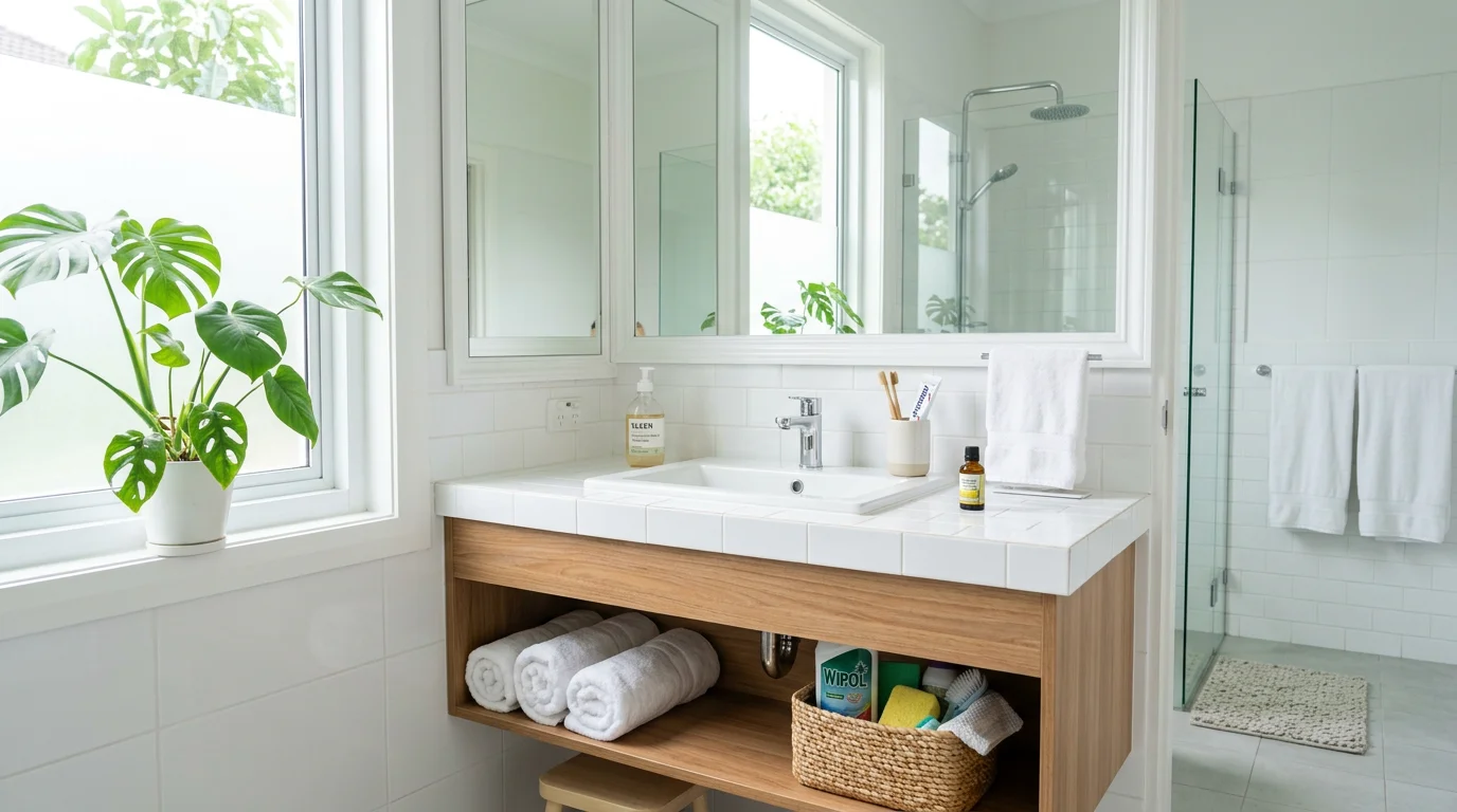 Kamar mandi bersih kinclong setelah dibersihkan dengan teknik 15 menit yang efisien